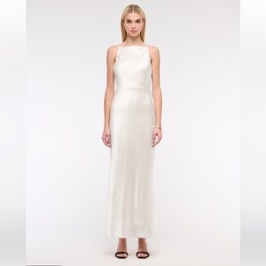 Abercrombie High Neck White Satin Dress Petite